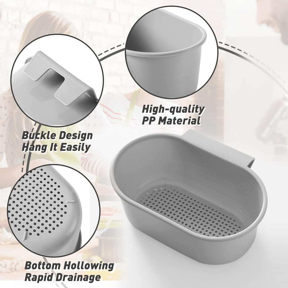 Sink Drain Strainer Basket, Multifunction Sink Strainer Kitchen Food Catcher for Filter Kitchen Waste and Wash Vegetables Fruits (Grey)