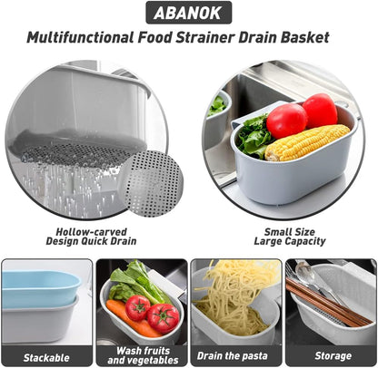 Sink Drain Strainer Basket, Multifunction Sink Strainer Kitchen Food Catcher for Filter Kitchen Waste and Wash Vegetables Fruits (Grey)