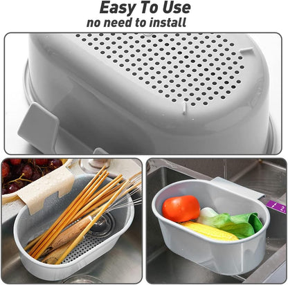 Sink Drain Strainer Basket, Multifunction Sink Strainer Kitchen Food Catcher for Filter Kitchen Waste and Wash Vegetables Fruits (Grey)
