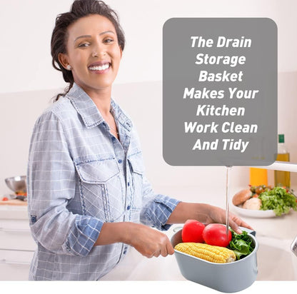 Sink Drain Strainer Basket, Multifunction Sink Strainer Kitchen Food Catcher for Filter Kitchen Waste and Wash Vegetables Fruits (Grey)