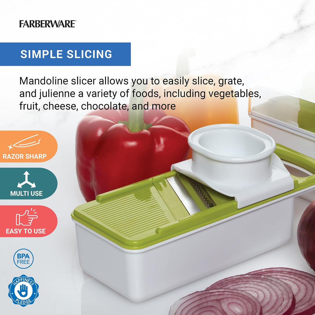Professional Mandoline Slicer with Storage Case, White and Green