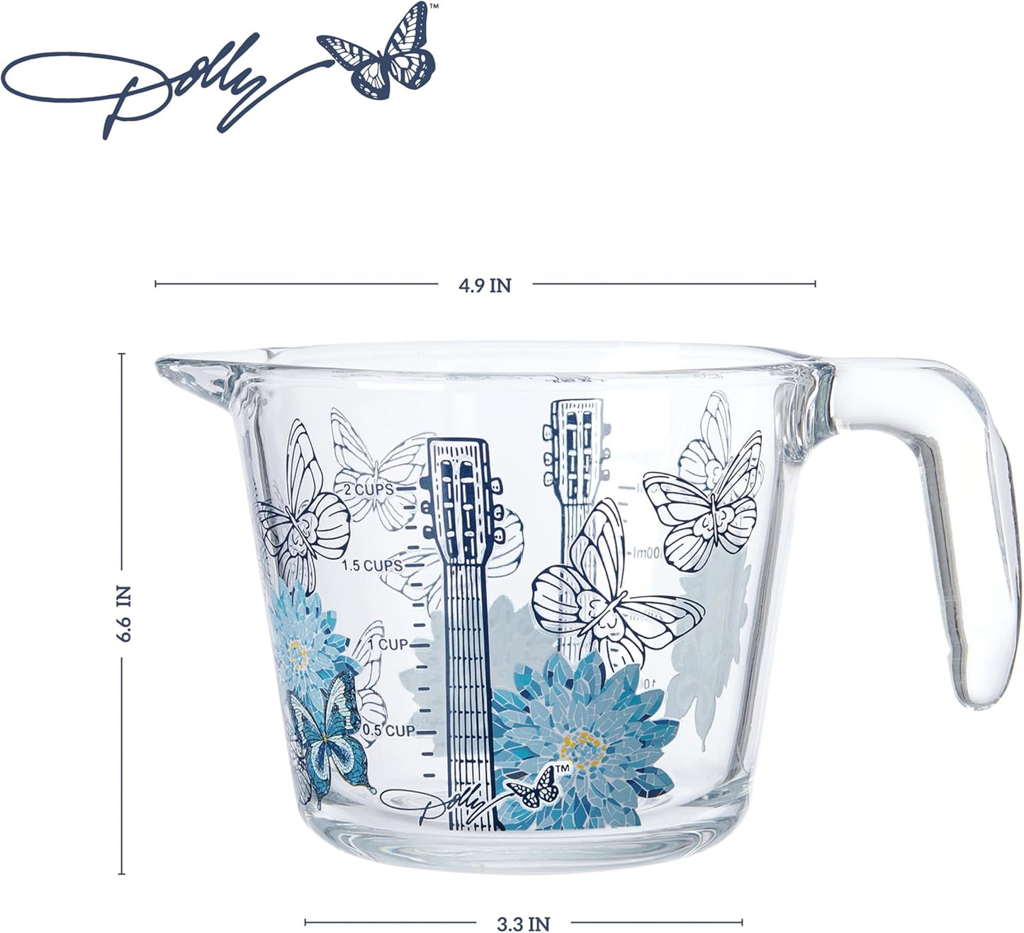 Glass Measuring Cup, Easy-Read Markings, Spout and Handle, Oven and Dishwasher Safe, 2 Cup