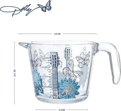 Glass Measuring Cup, Easy-Read Markings, Spout and Handle, Oven and Dishwasher Safe, 2 Cup