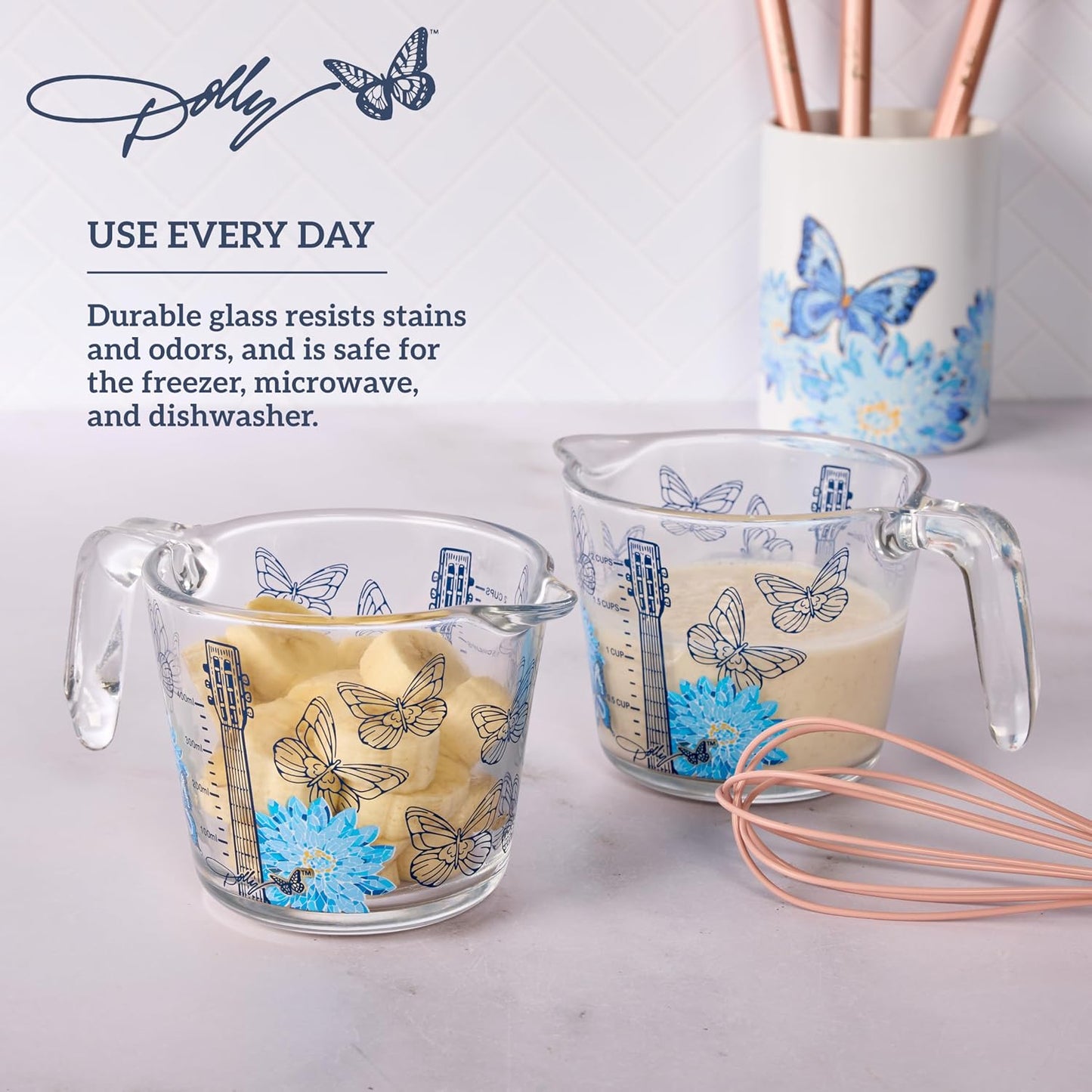 Glass Measuring Cup, Easy-Read Markings, Spout and Handle, Oven and Dishwasher Safe, 2 Cup
