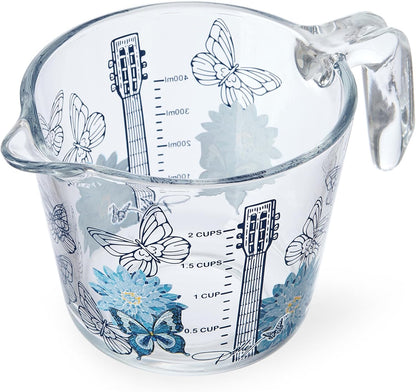 Glass Measuring Cup, Easy-Read Markings, Spout and Handle, Oven and Dishwasher Safe, 2 Cup