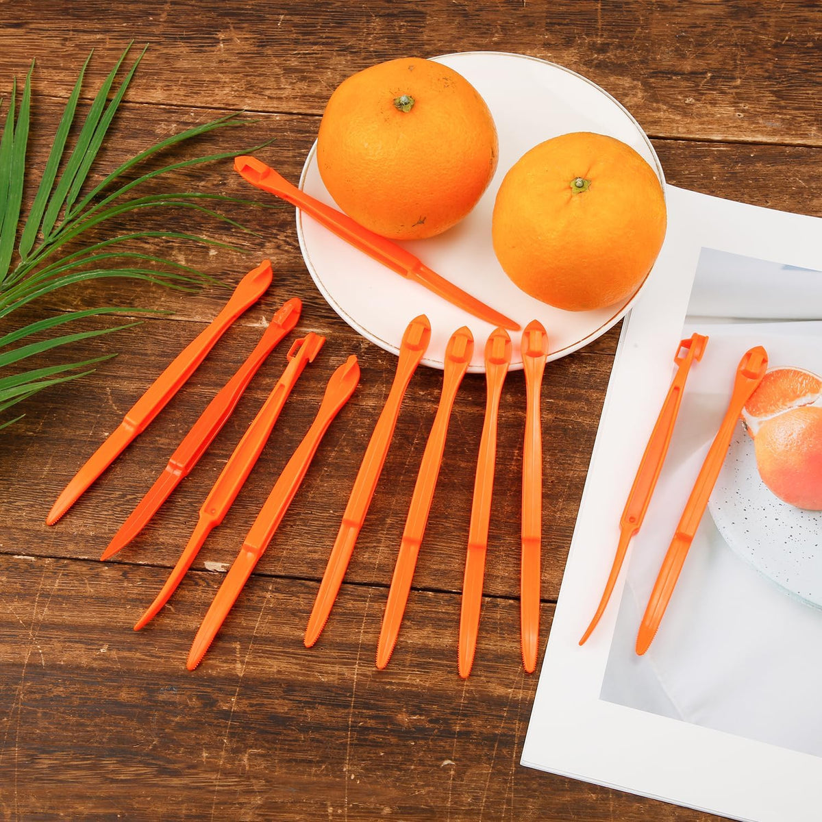 10pcs Orange Peeler Tool, Long Handle Serrated Citrus Peel Cutter