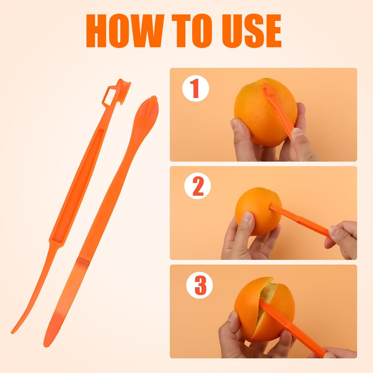 10pcs Orange Peeler Tool, Long Handle Serrated Citrus Peel Cutter