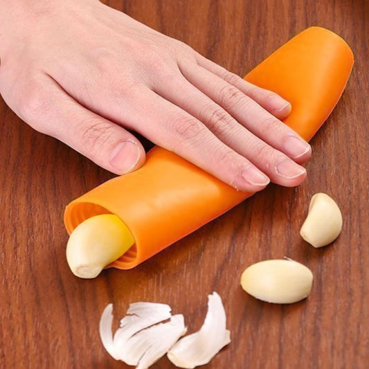 Silicone Garlic Peeler 2 Piece, Orange Garlic Roller, Seal the Bottom Design, with Hanging Holes, Easy to Operate and Dishwasher Safe.