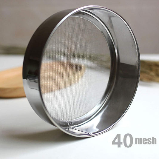 Flour Sifter, 20cm (7.87"), 40 Mesh, Round, Stainless Steel | Sieve Fine Mesh, Flour Sieve Strainers, for Baking, Straining Powdering, Cake, Bread, Pies, Pastries, Cupcakes
