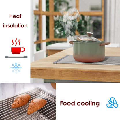 Roll Up Dish Drying Rack Over the Sink Grey Large Dish Drying Rack Rolling Foldable Collapsible SUS304 Stainless Steel Multipurpose Dish Drainer for Kitchen Counter (21”x15.7”)