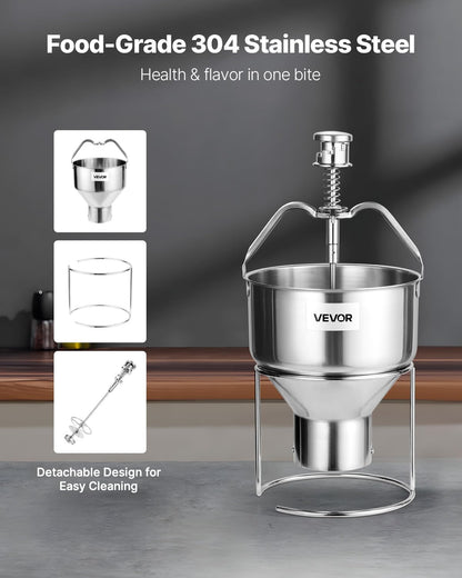 Donut Depositor, Large Capacity Manual Donuts Dropper, 304 Stainless Steel Commercial Batter Dispenser, 6 Thicknesses Adjustment Doughnut Hopper with Stand, For Restaurant Cafe Bakery Kitchen