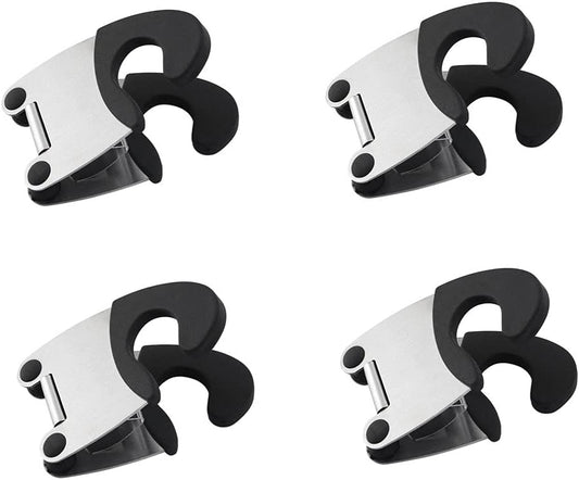 Pot Spoon Holder Pot Clip Holder Anti Scald Silicone Grip for Spoon Spatula Fork Cooking Utensils Spoon Rest Kitchen Accessories Tools 4 pieces (Black)