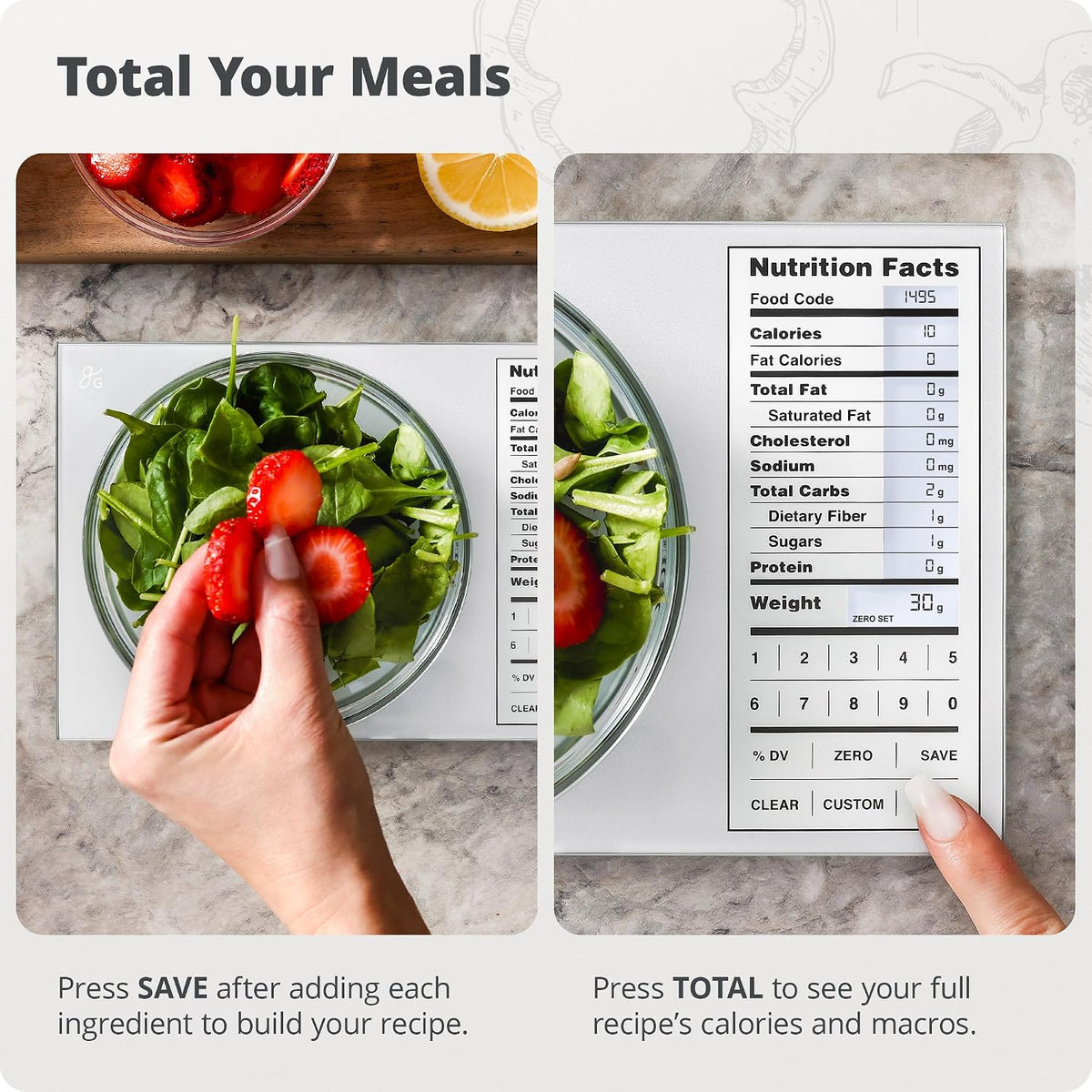 Food Scale with Nutrition Calculator, 2,000 Codes (Blue)