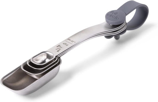 Level Up Precision Stainless Steel Measuring Spoons, 4-Piece Set - 1/4 tsp, 1/2 tsp, 1 tsp, and 1 Tbsp - Perfect for Spice Jars - Dishwasher Safe