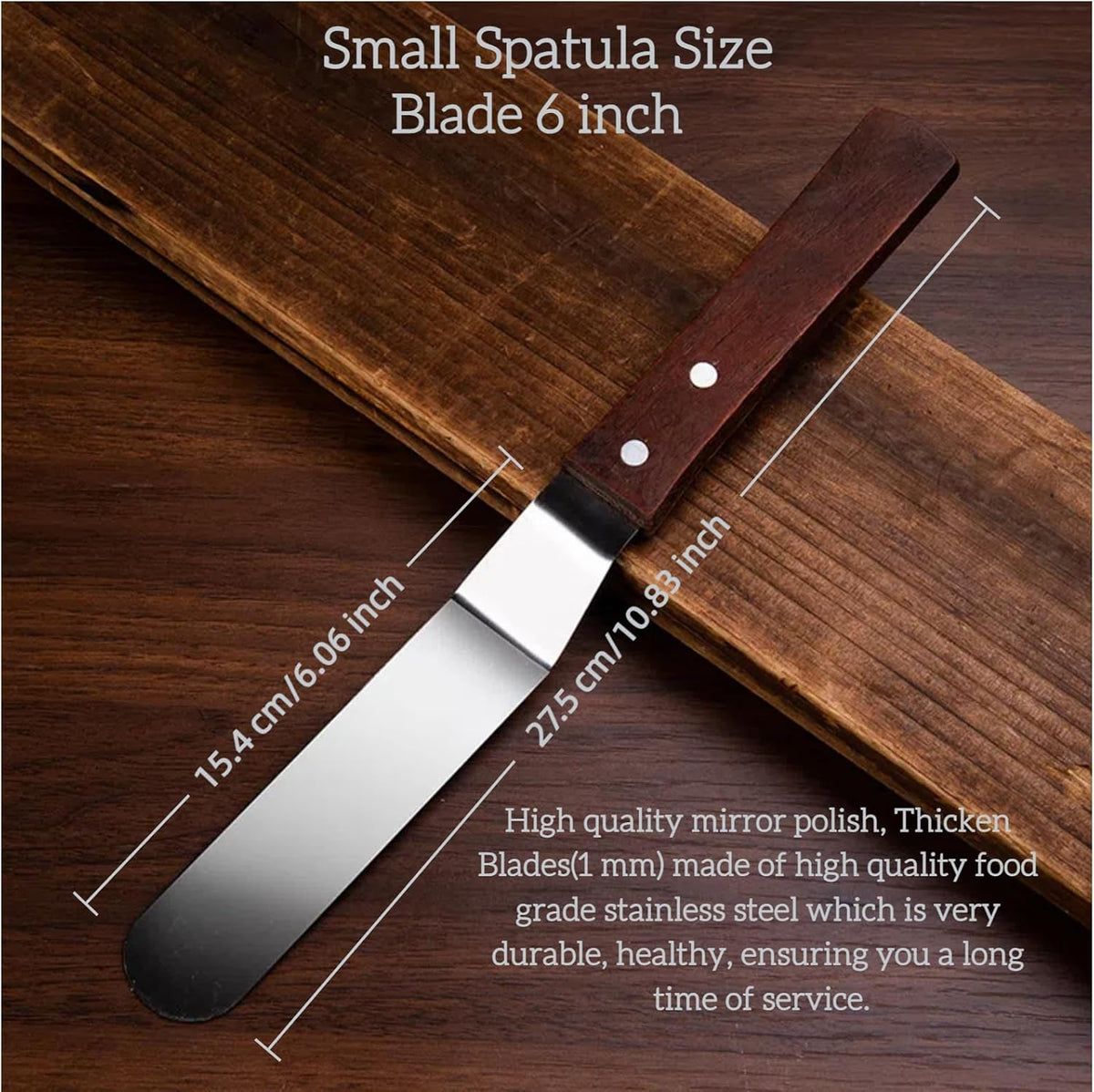 Angled Icing Spatula, Stainless Steel Offset Spatula, 2-Pack Cake Spatula Set Black 6 inch & 8 inch Blade Spatulas Metal Decorating Frosting Spatulas