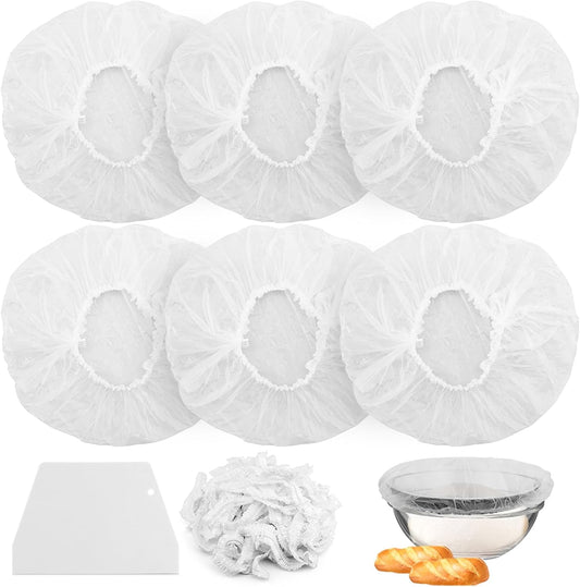 100PCS Bowls Covers and 1pc Dough Scraper for Bread Proofing Fruit Vegetable Meat Bowl(Transparent)