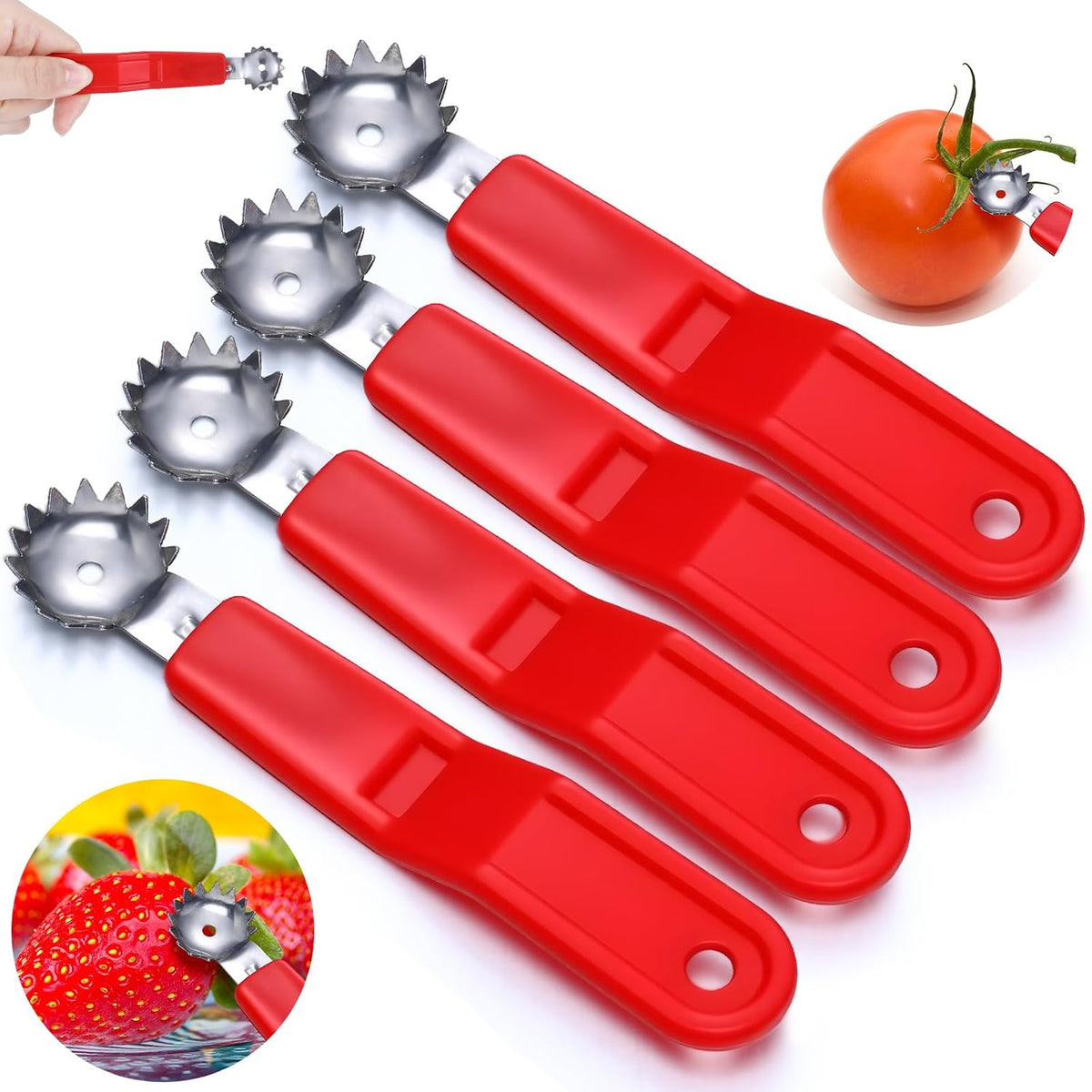 4 Pcs Tomato Corer Strawberry Huller, Stainless Steel Tool