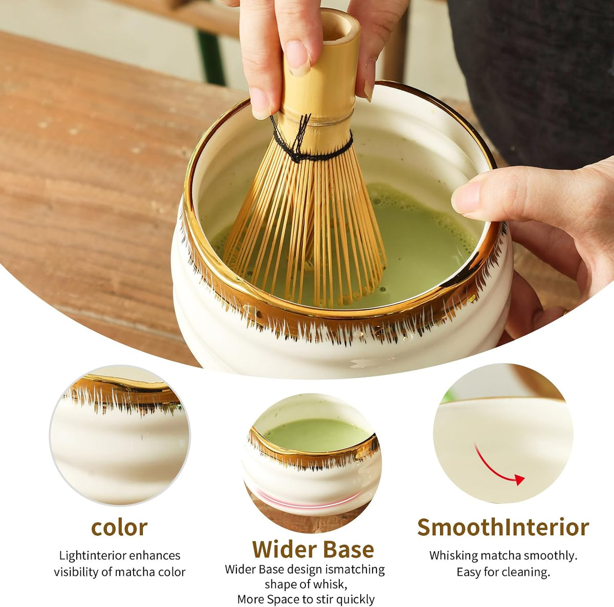 7-Piece Matcha Set, Matcha Bowl & Bamboo Whisk Kit | Ceremonial Matcha Whisk Tools with Golden Texture Details, Japanese Tea Ceremony Starter Kit & Unique Matcha Gift (Pink)