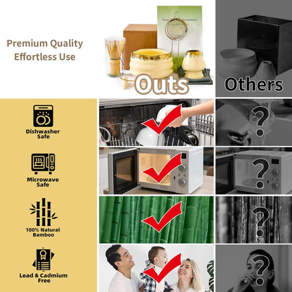 7-Piece Matcha Set, Matcha Bowl & Bamboo Whisk Kit | Ceremonial Matcha Whisk Tools with Golden Texture Details, Japanese Tea Ceremony Starter Kit & Unique Matcha Gift (Pink)