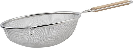 Strainer with Single Fine Mesh, 8-Inch Diameter, Medium, Stainless Steel, Tan,Silver