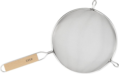 Strainer with Single Fine Mesh, 8-Inch Diameter, Medium, Stainless Steel, Tan,Silver