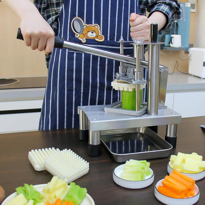 French Fry Cutter, Commercial Vegetable Chopper Potato Cutter with 3 Stainless Steel Blades (1/4", 3/8", 1/2"), Non-Slip Suction Base, Great for Potato, Carrot, Cucumber, Air Fryer & Restaurant Prep