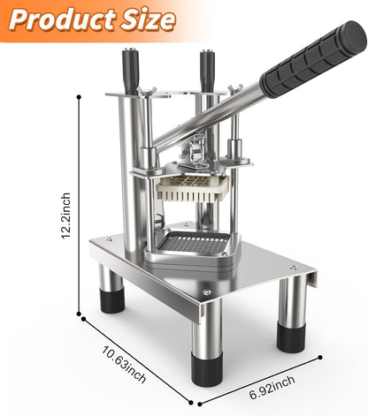 French Fry Cutter, Commercial Vegetable Chopper Potato Cutter with 3 Stainless Steel Blades (1/4", 3/8", 1/2"), Non-Slip Suction Base, Great for Potato, Carrot, Cucumber, Air Fryer & Restaurant Prep