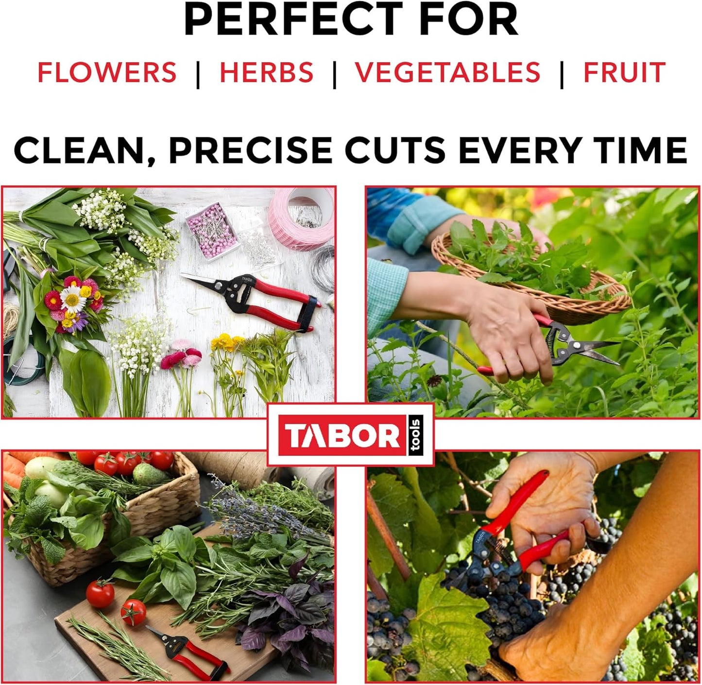 K7A Pruning Shears with High Carbon Steel Blades, Straight Garden Snips & Pruning Scissors, Florist Shears for Deadheading, Trimming & Harvesting Herbs, Flowers, Fruits or Vegetables