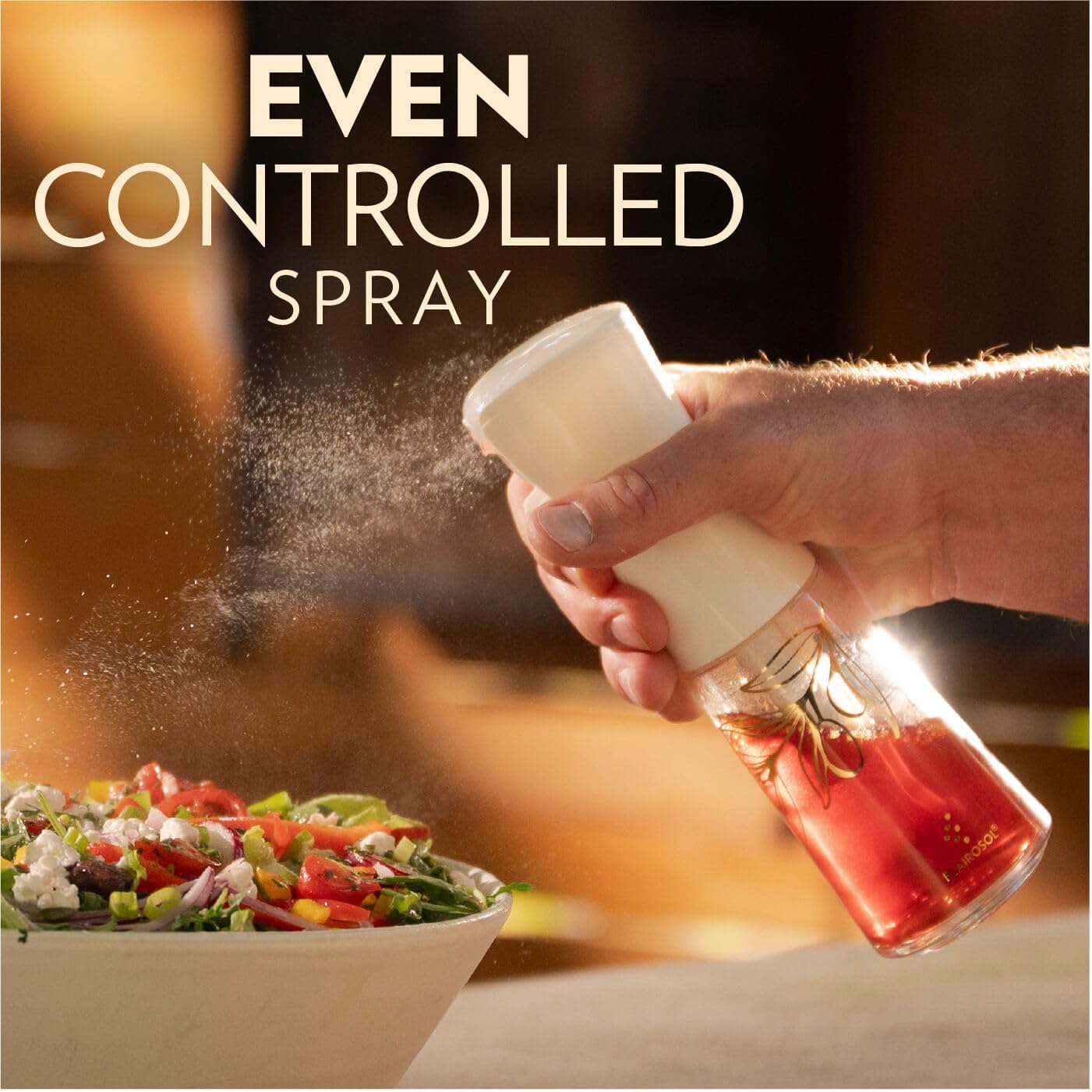 OLIVIA SIGNATURE Advanced Kitchen Oil Sprayer with Technology, Fine Mist & Portion Control, Refillable Glass Olive Oil Cooking Spray Bottle for Air Fryer, Salad, BBQ, 200ml (Green, Gold)