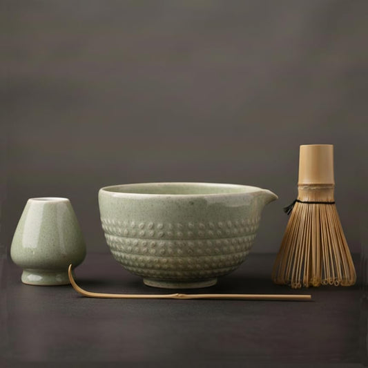 Matcha Whisk Set - 15 OZ Matcha Bowl with Spout and Bamboo Matcha Scoop - Bamboo Whisk (Chasen) - Matcha Kit for Japanese Tea Ceremony