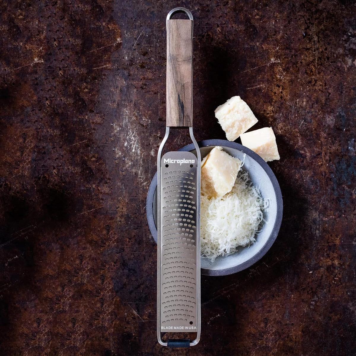 Zester Grater for Citrus Fruits, Hard Cheese, Ginger, Chocolate, Nutmeg and Truffle with Stainless Steel Blades - Made in USA