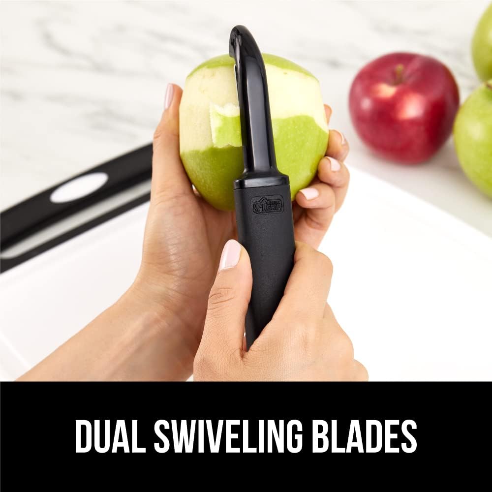 ® Patented BPA-Free Vegetable Peeler, Extra Sharp Swivel Stainless Steel Blades with Guard, Comfortable Soft Handle, Easily Peel Carrots or Fruit, Potato Eye Remover, Washer Safe, Black