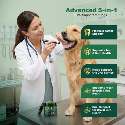Matcha Flavor Powder - 5.3 OZ with Biotic Matcha Flavor - Bamboo Clean Kit for Dog Dental Powder
