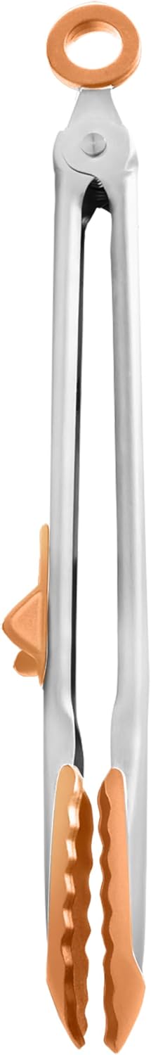 Tongs With Silicone Tips Easy Grip 13" Long Kitchen Tongs Stainless Steel Handle For Cooking, Non Scratch Heat Resistant Locking Tongs Silicone Tipped Dishwasher Safe BPA Free, Pink Sorbet