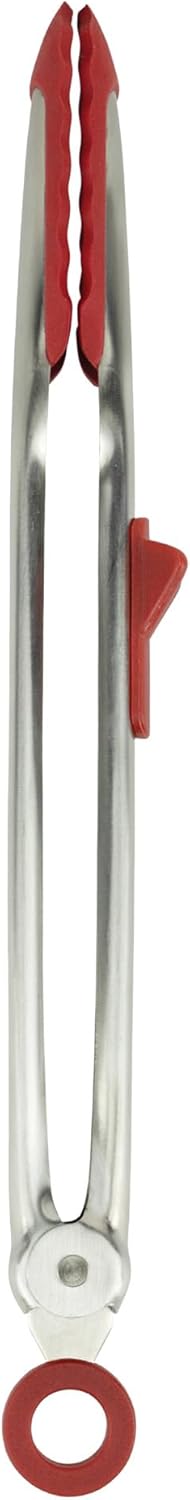 Tongs With Silicone Tips Easy Grip 13" Long Kitchen Tongs Stainless Steel Handle For Cooking, Non Scratch Heat Resistant Locking Tongs Silicone Tipped Dishwasher Safe BPA Free, Pink Sorbet