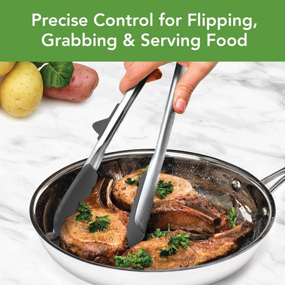 Tongs With Silicone Tips Easy Grip 13" Long Kitchen Tongs Stainless Steel Handle For Cooking, Non Scratch Heat Resistant Locking Tongs Silicone Tipped Dishwasher Safe BPA Free, Pink Sorbet