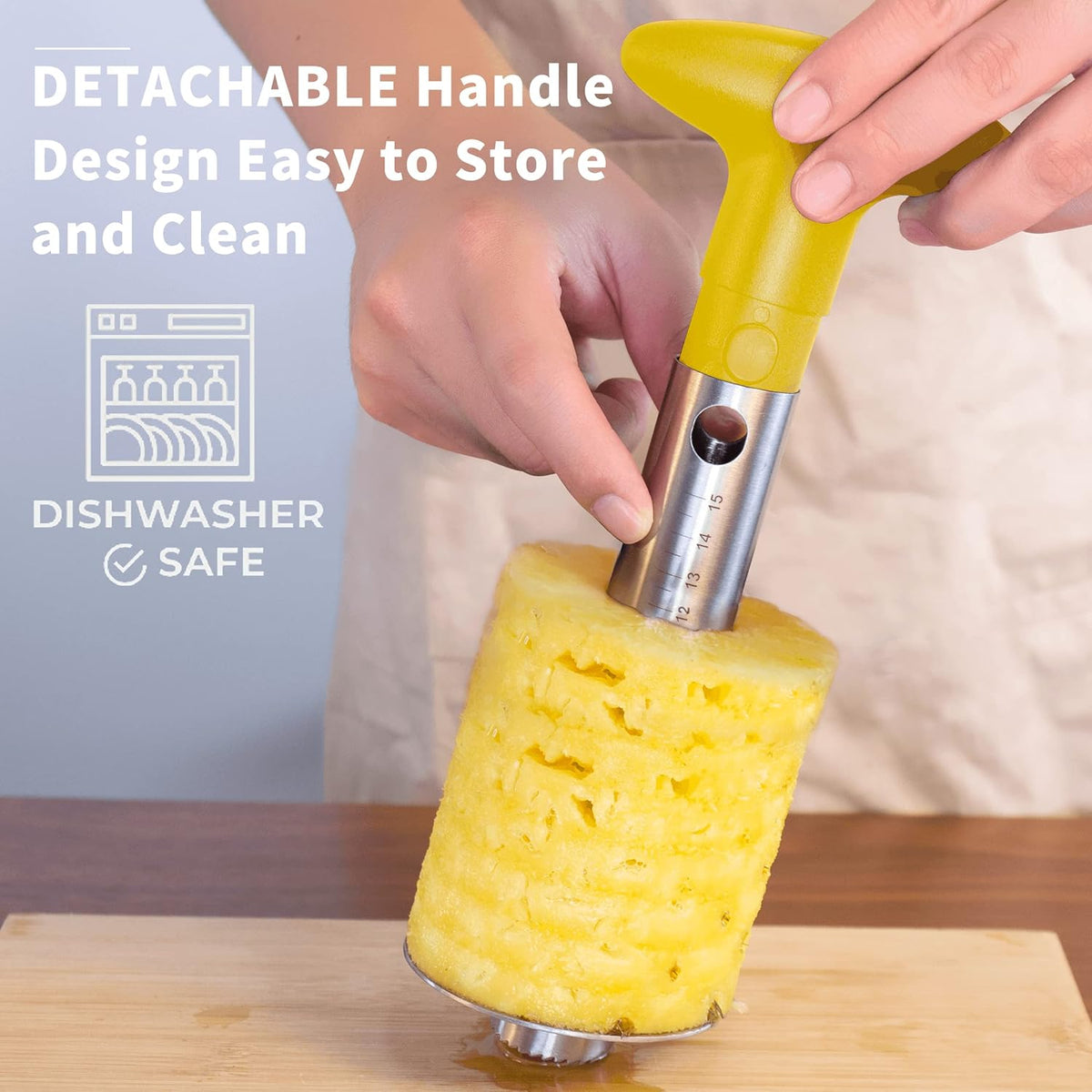 Pineapple Corer Cutter, Stainless Steel Fruit Peeler Slicer - Upgraded, Reinforced Thicker Blade, Core Remover with Measure Mark, Kitchen Tool for Diced Pineapple Rings