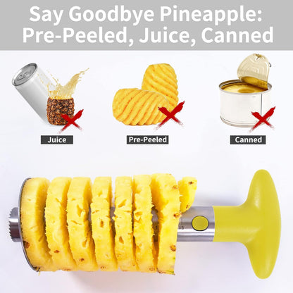 Pineapple Corer Cutter, Stainless Steel Fruit Peeler Slicer - Upgraded, Reinforced Thicker Blade, Core Remover with Measure Mark, Kitchen Tool for Diced Pineapple Rings