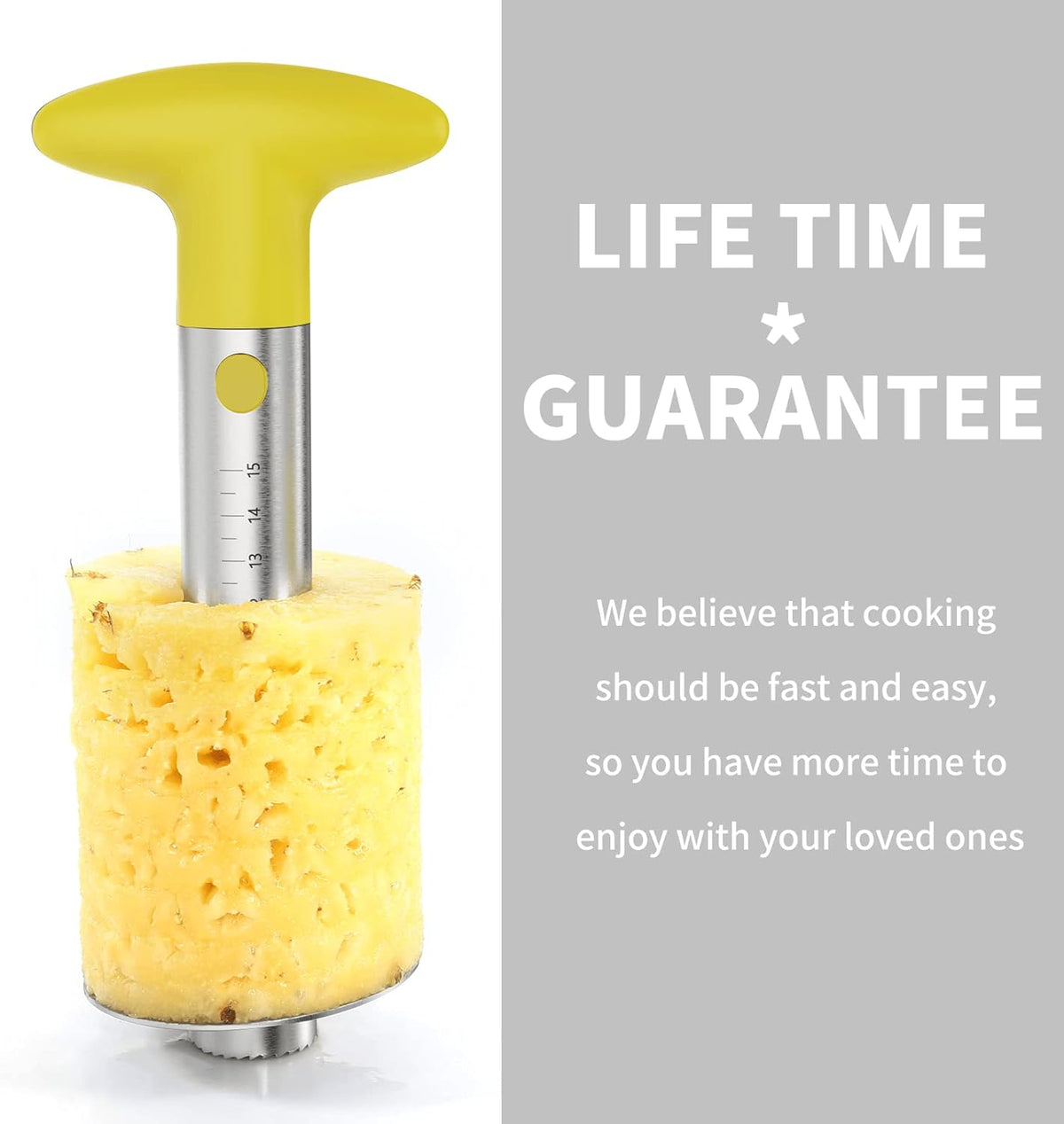 Pineapple Corer Cutter, Stainless Steel Fruit Peeler Slicer - Upgraded, Reinforced Thicker Blade, Core Remover with Measure Mark, Kitchen Tool for Diced Pineapple Rings