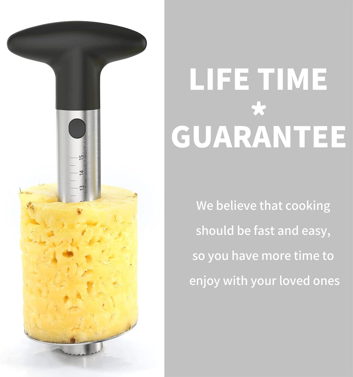 Pineapple Corer Cutter, Stainless Steel Fruit Peeler Slicer - Upgraded, Reinforced Thicker Blade, Core Remover with Measure Mark, Kitchen Tool for Diced Pineapple Rings