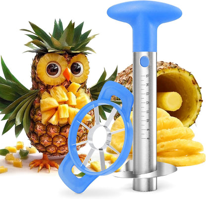 Pineapple Corer Cutter, Stainless Steel Fruit Peeler Slicer - Upgraded, Reinforced Thicker Blade, Core Remover with Measure Mark, Kitchen Tool for Diced Pineapple Rings