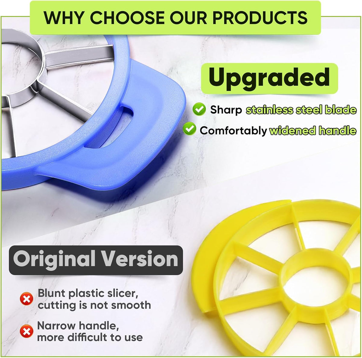 Pineapple Corer Cutter, Stainless Steel Fruit Peeler Slicer - Upgraded, Reinforced Thicker Blade, Core Remover with Measure Mark, Kitchen Tool for Diced Pineapple Rings