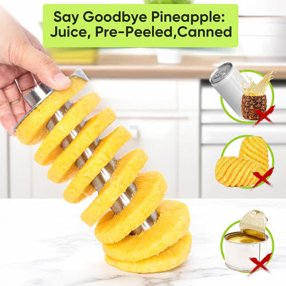 Pineapple Corer Cutter, Stainless Steel Fruit Peeler Slicer - Upgraded, Reinforced Thicker Blade, Core Remover with Measure Mark, Kitchen Tool for Diced Pineapple Rings