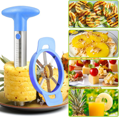 Pineapple Corer Cutter, Stainless Steel Fruit Peeler Slicer - Upgraded, Reinforced Thicker Blade, Core Remover with Measure Mark, Kitchen Tool for Diced Pineapple Rings