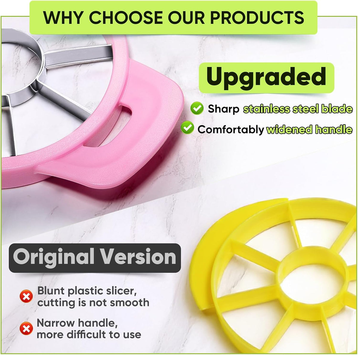 Pineapple Corer Cutter, Stainless Steel Fruit Peeler Slicer - Upgraded, Reinforced Thicker Blade, Core Remover with Measure Mark, Kitchen Tool for Diced Pineapple Rings
