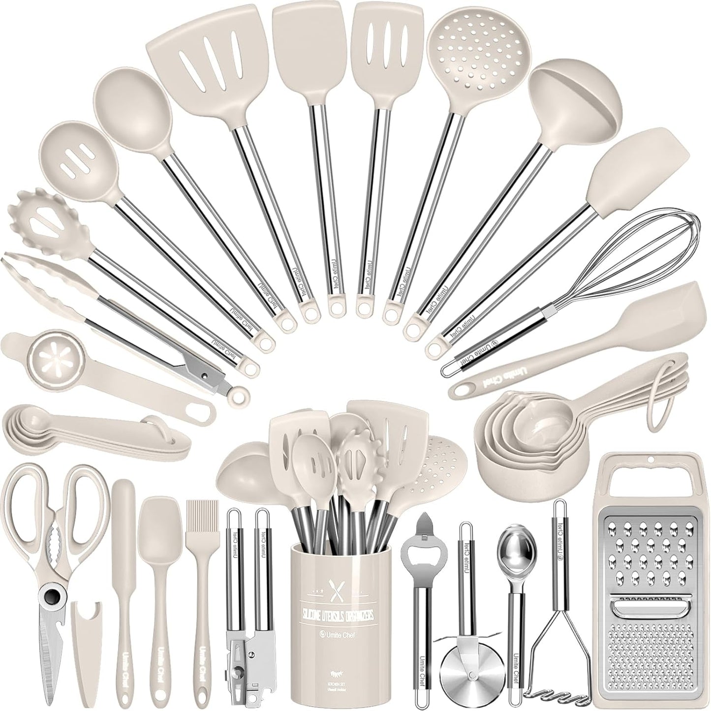 Thickened Kitchen Utensils Set- Silicone Cooking Utensils Set for Nonstick Cookware-Silicone Spatulas Set, Heavy Duty Stainless Steel Handle-Black Kitchen Gadgets Tools Set