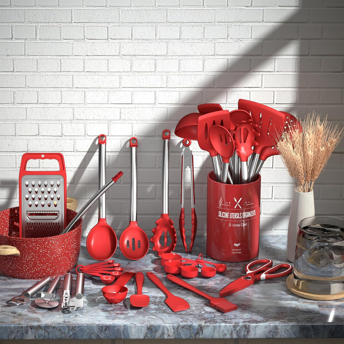 Thickened Kitchen Utensils Set- Silicone Cooking Utensils Set for Nonstick Cookware-Silicone Spatulas Set, Heavy Duty Stainless Steel Handle-Black Kitchen Gadgets Tools Set