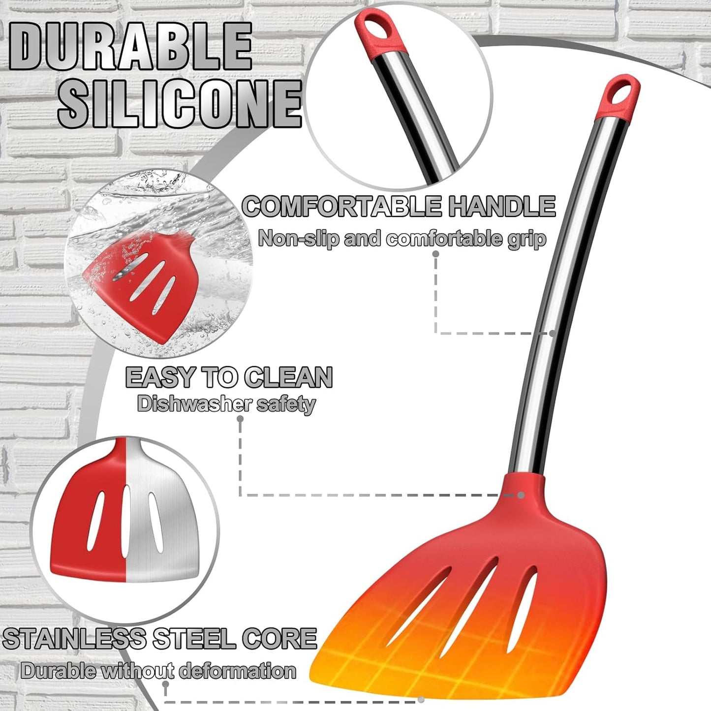 Thickened Kitchen Utensils Set- Silicone Cooking Utensils Set for Nonstick Cookware-Silicone Spatulas Set, Heavy Duty Stainless Steel Handle-Black Kitchen Gadgets Tools Set