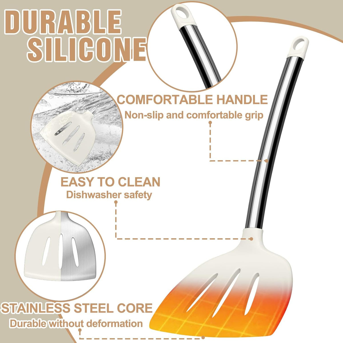Thickened Kitchen Utensils Set- Silicone Cooking Utensils Set for Nonstick Cookware-Silicone Spatulas Set, Heavy Duty Stainless Steel Handle-Black Kitchen Gadgets Tools Set