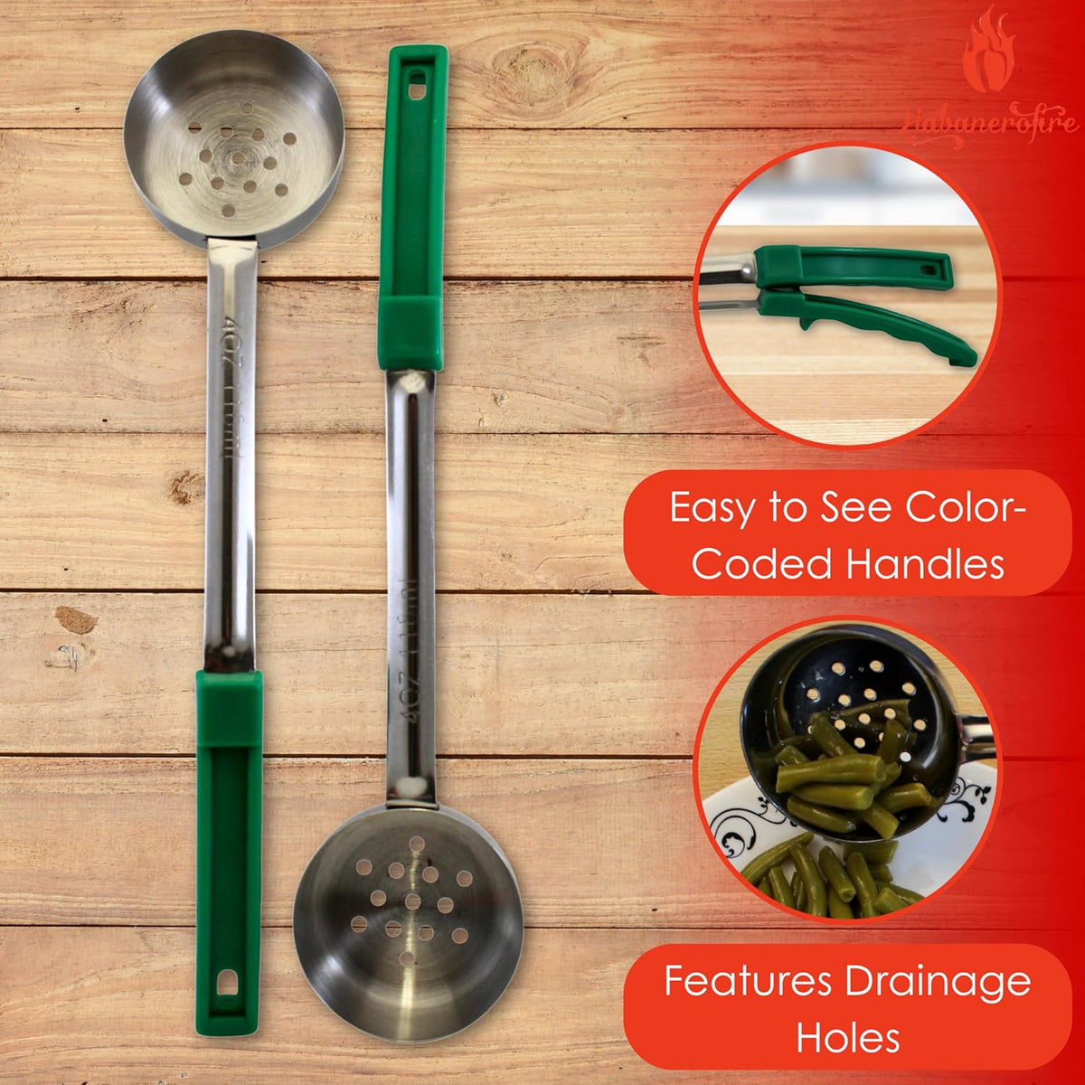 4 oz Slotted Stainless Steel Portion Control Ladle Spoodle - [Pack of 2]